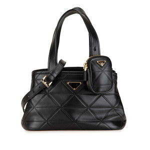 Prada Quilted Small Shoulder Bag Black Lambskin
